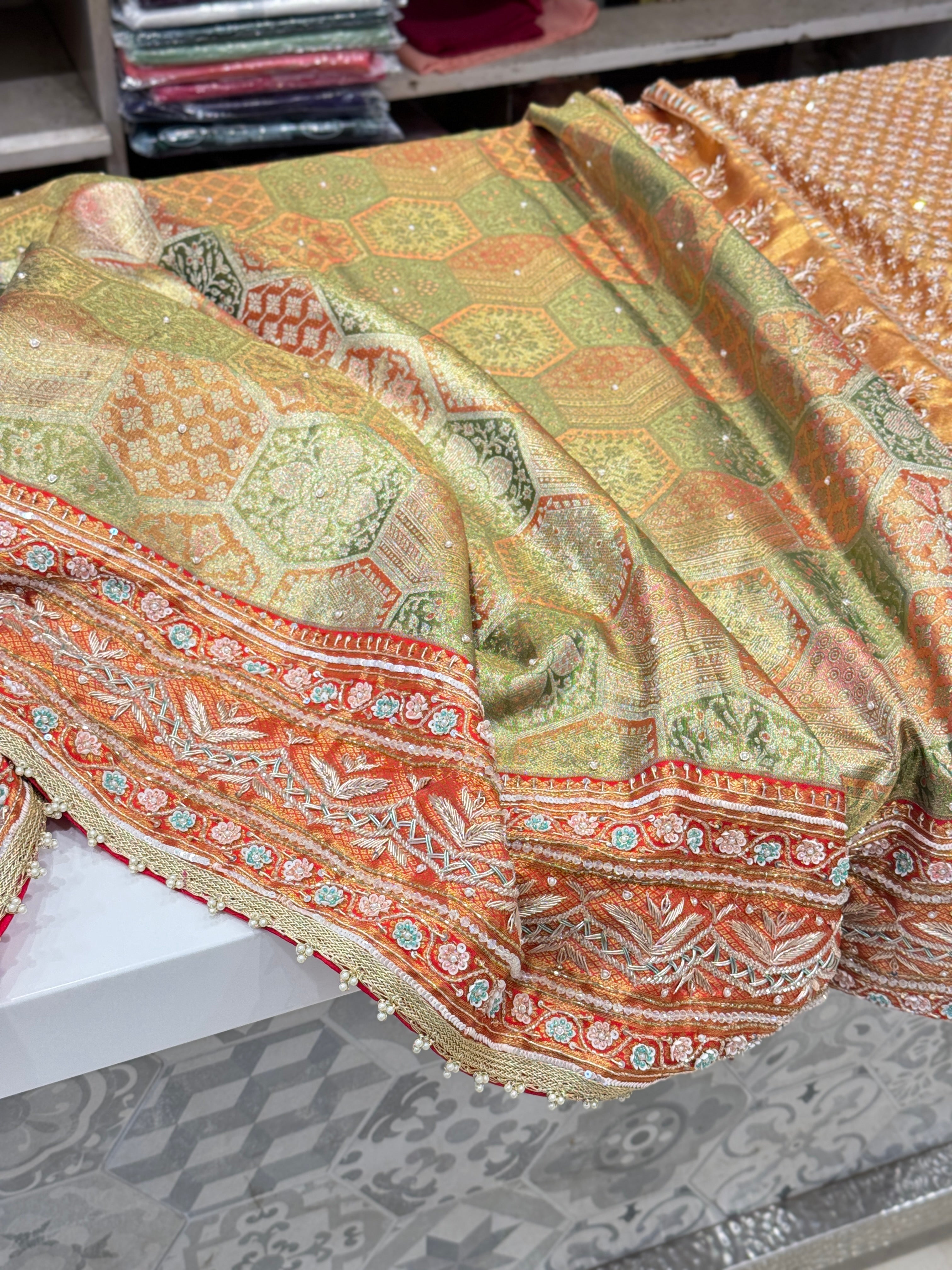 Kanjivaram Hand Embroidery Saree